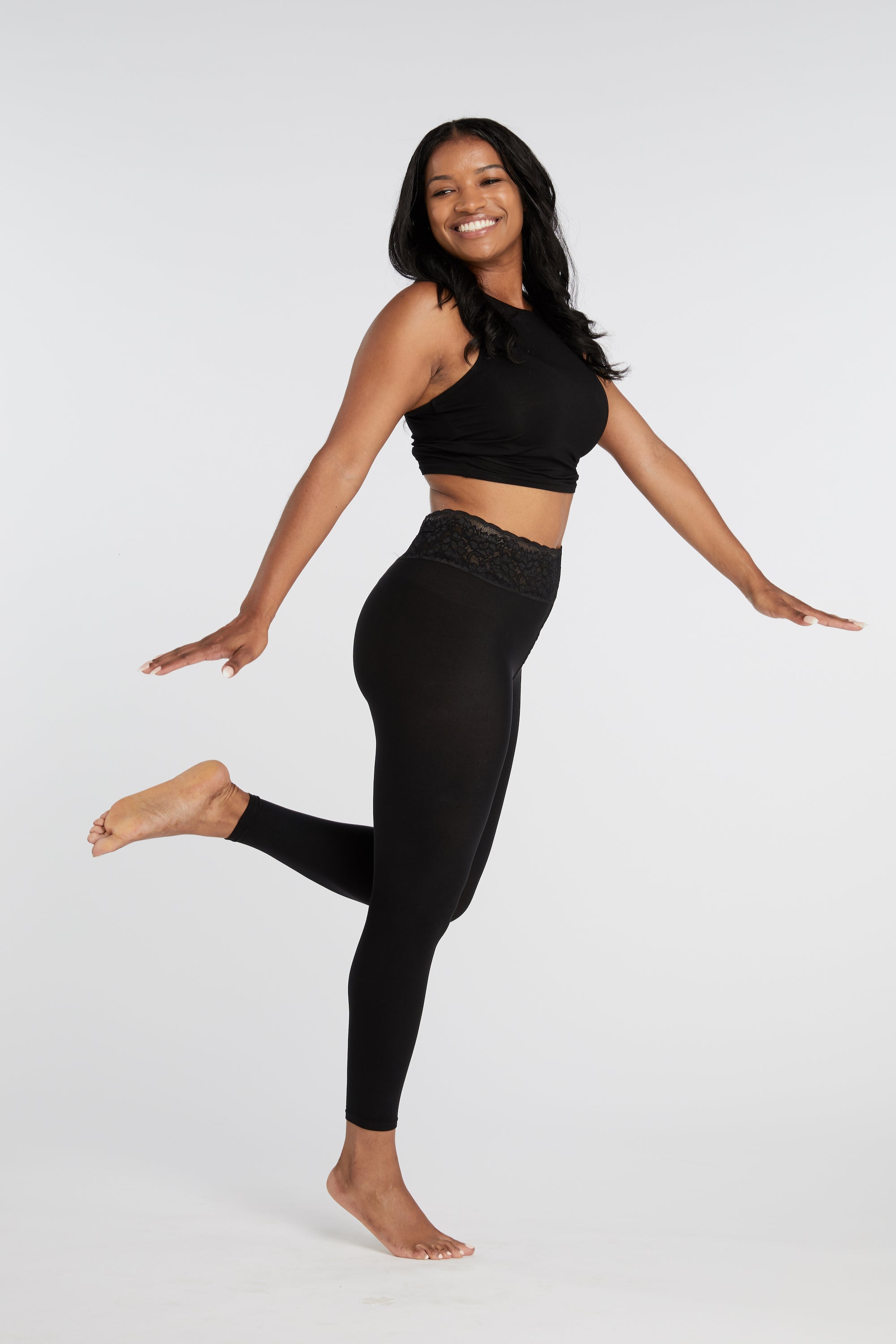Footless Tights in Black Opaque | Comfortable Luxe Waistband | Hipstik G (pant size 16-20) Footless Tights in Black Opaque | Comfortable Luxe Waistband | Hipstik G (pant size 16-20)
