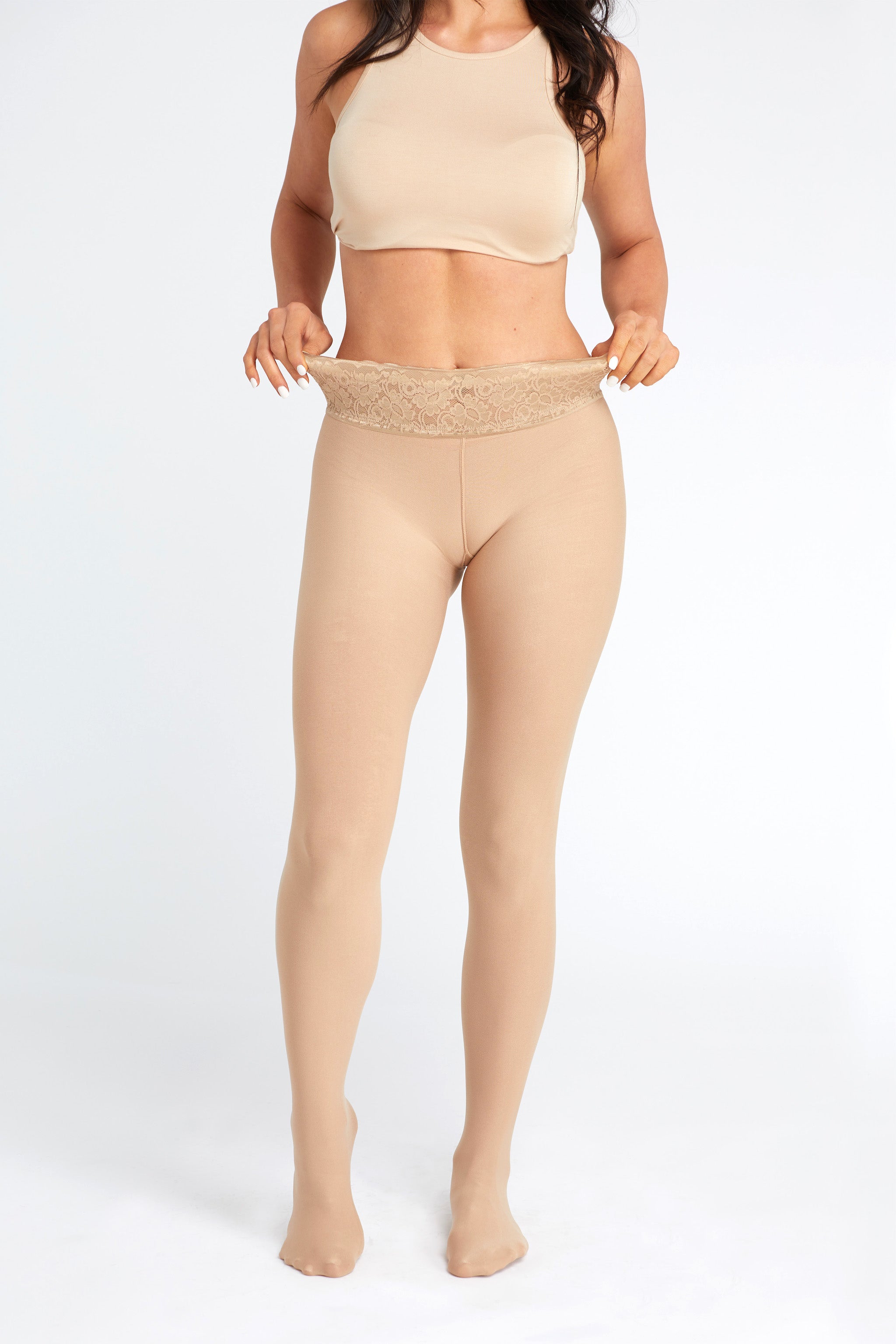 Nude Opaque Tights With Luxe Comfort Waistband