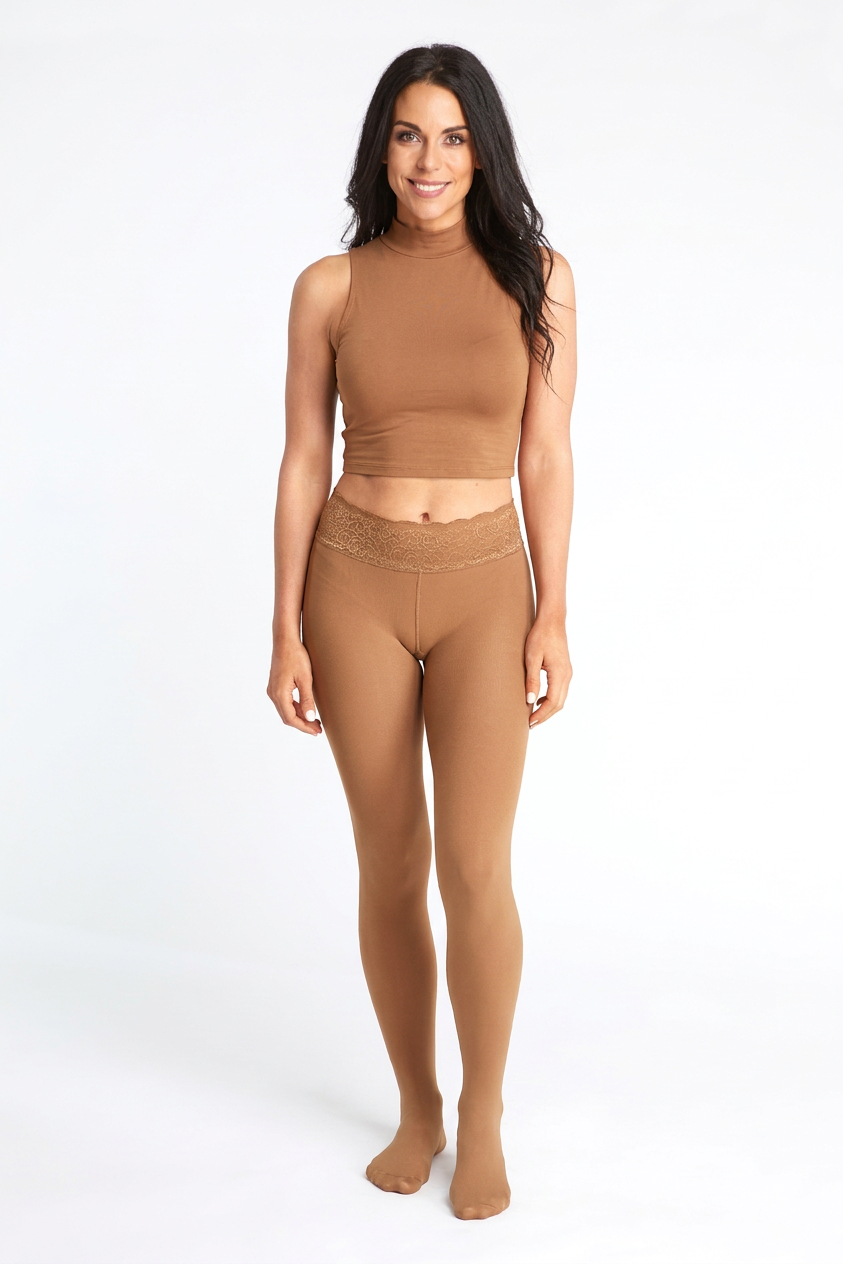 Tan Opaque Tights With Luxe Comfort Waistband