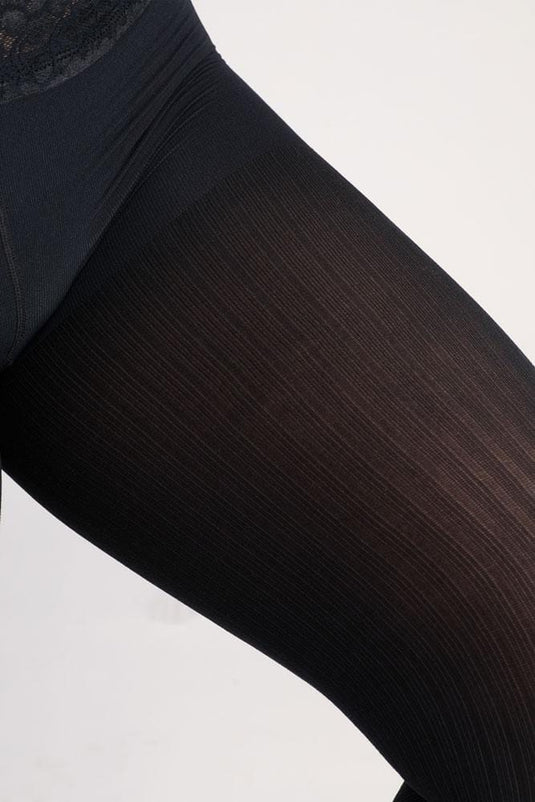 Black Ribbed Tights With Comfortable Luxe Waistband | Hipstik (function ...