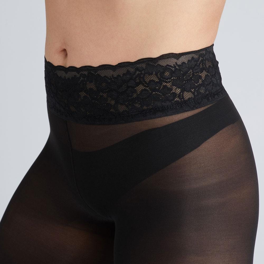 Opaque Lace Tights In Black