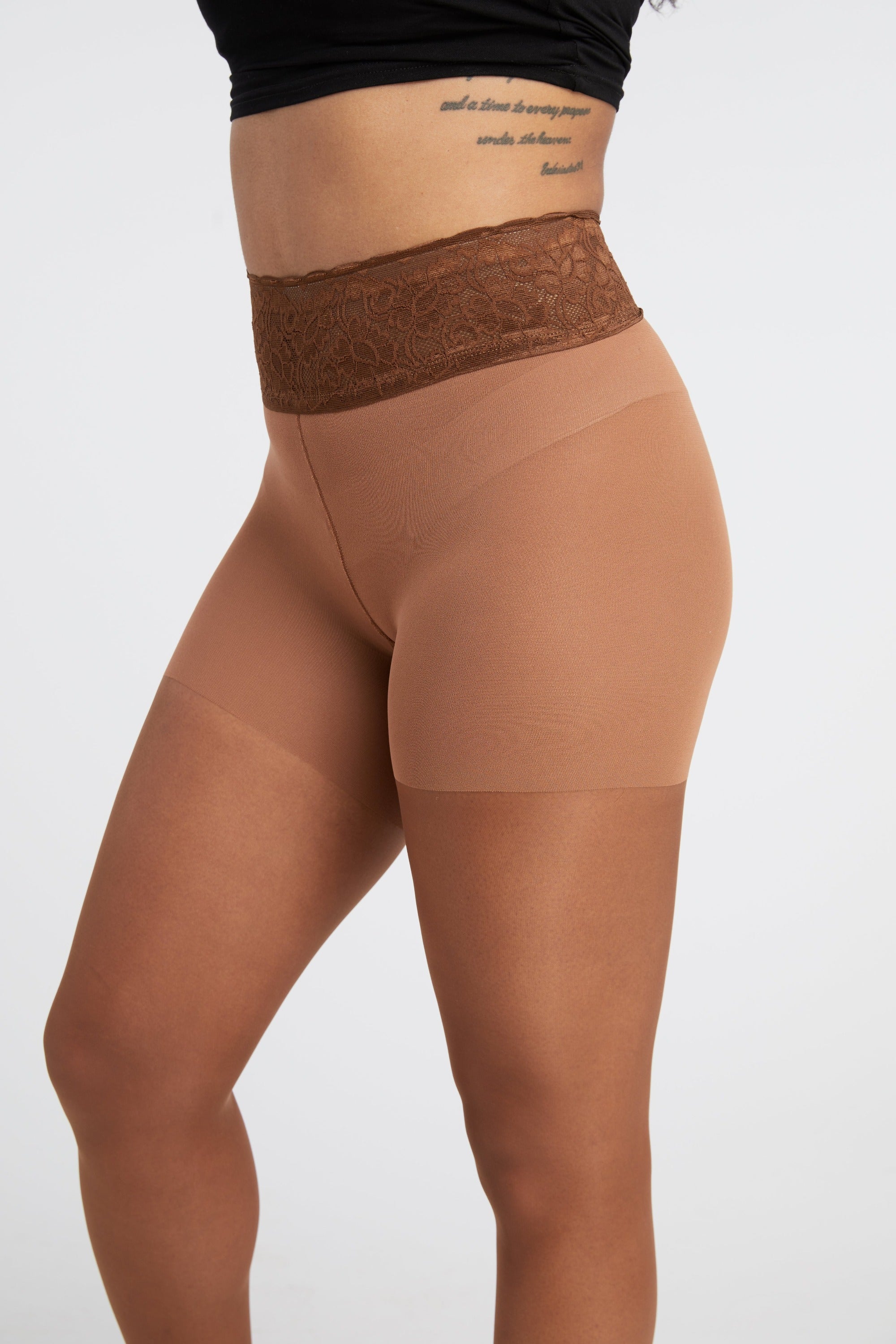 Brown Sheer Pantyhose With Luxe Comfort Waistband