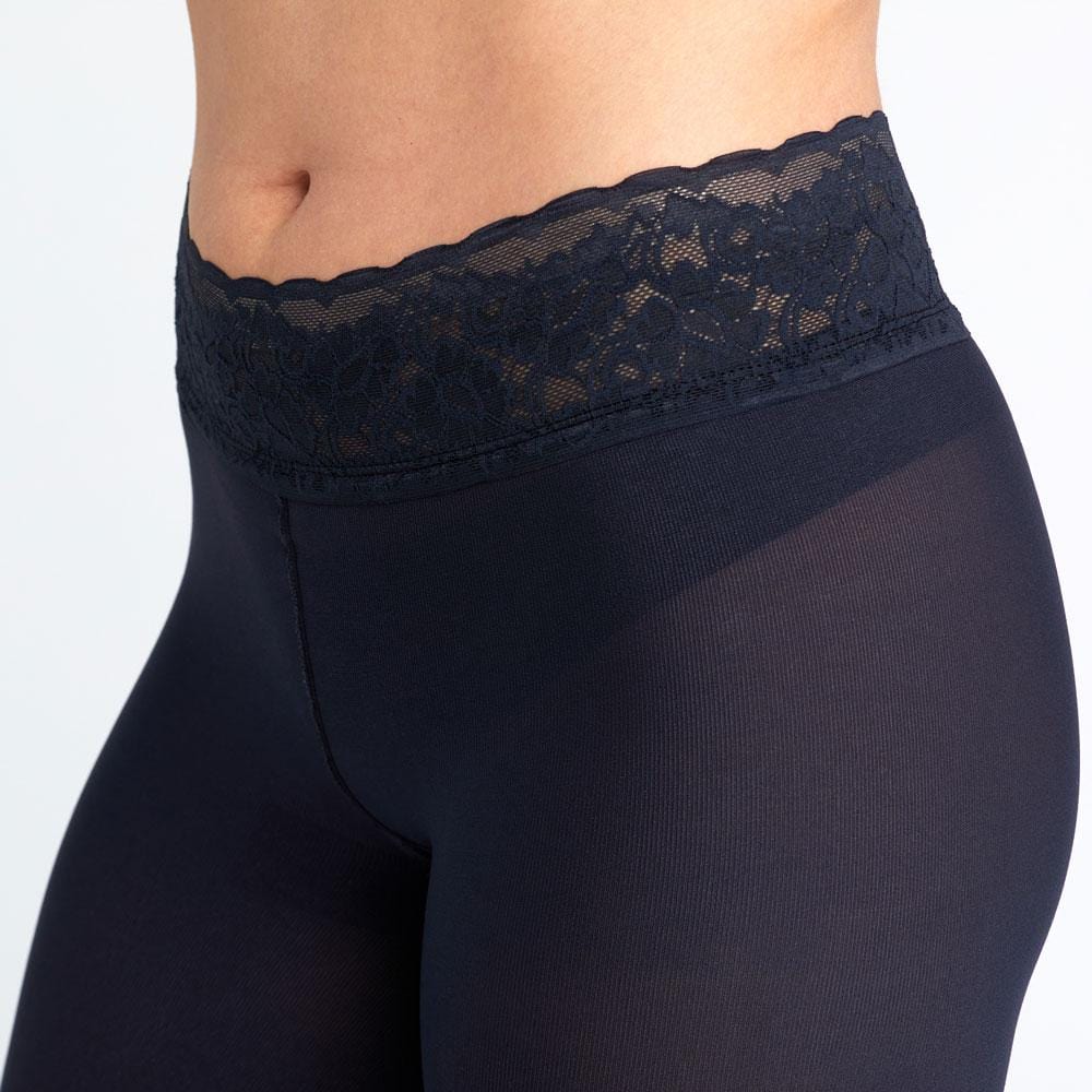  Hipstik Navy Tights for Women, Opaque Tights with Comfort Lace  Top